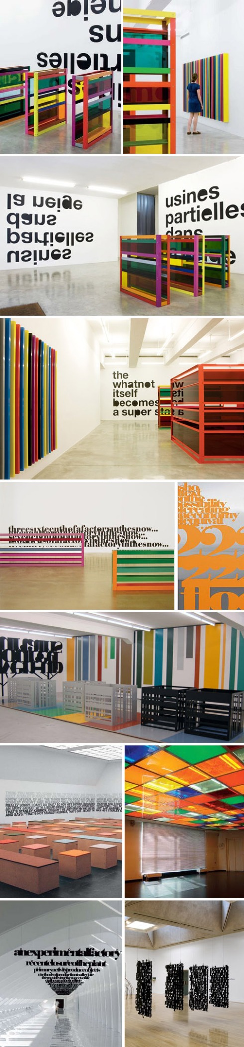 color art installation, contemporary art, typography