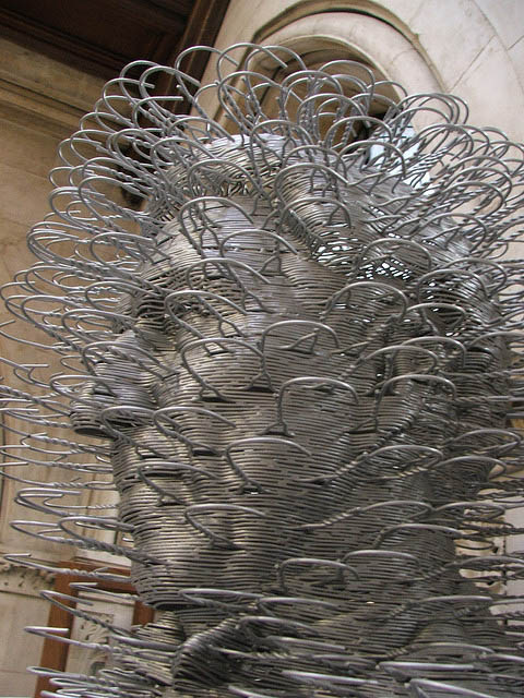 cool sculptures made of wire coat hangers, David Mach, Scottish artist