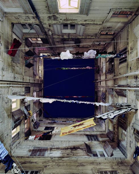 Spanish photographer, Marie Bovo, Marseille courtyard photos, hanging laundry, collabcubed