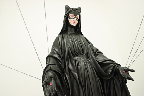 Hagiographies, Catwoman as saint, Igor Scalisi Palminteri, contemporary Italian art, Superhero art