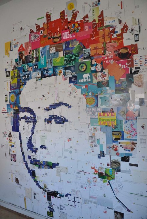 collage of queen elizabeth made from postcards by Amir Zainorin, postcard currency portraits