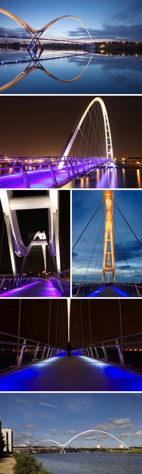 Infinity Bridge in Stockton-on-Tees, UK designed by Expedition Engineering and interactive lighting design by Speirs and Majors. 
