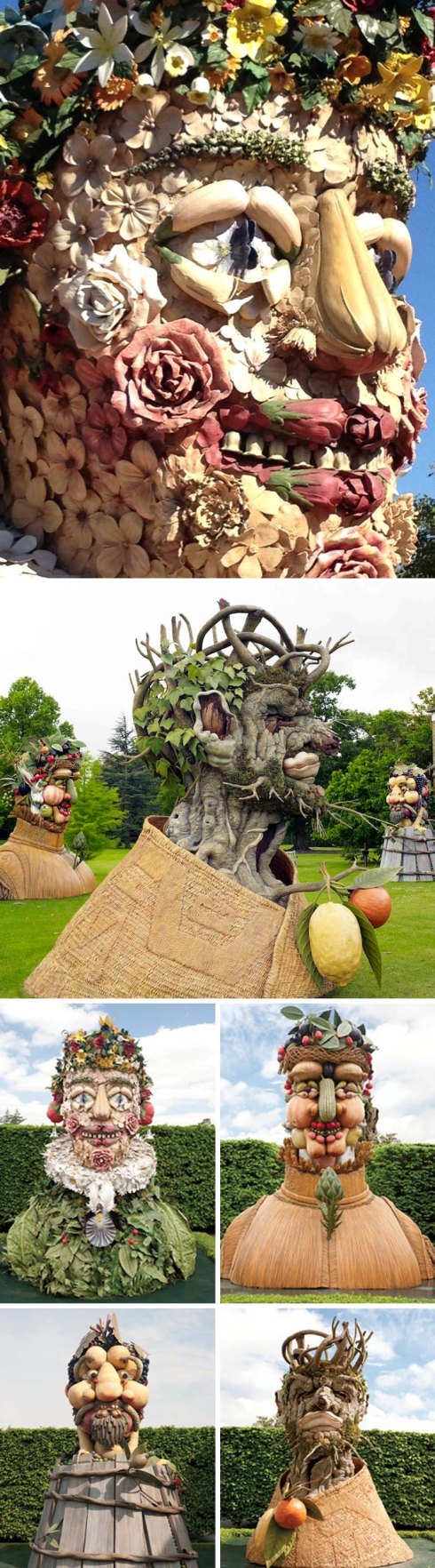 Philip Haas, Four Seasons en Nueva York Botanical Gardens, Escultura.  arcimboldo