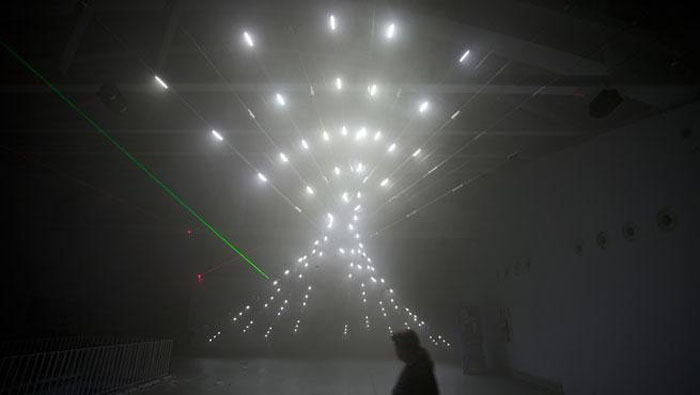 Light and sound installation by Chris Slater at LABoral in Gijon, Spain