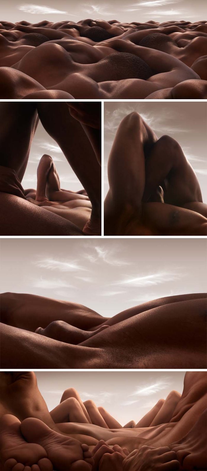 Bodyscapes, photos of landscapes made with bodies, by Carl Warner, contemporary photography
